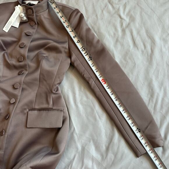 Anthropologie Mare Mare Taupe, Long Sleeve, Button Front Mini Dress NWT- 2XS - Picture 9 of 12